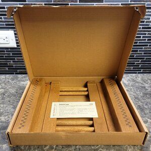 Pampered Chef Stoneware Wooden Trivet Adjustable #2130 Original Box Made In USA